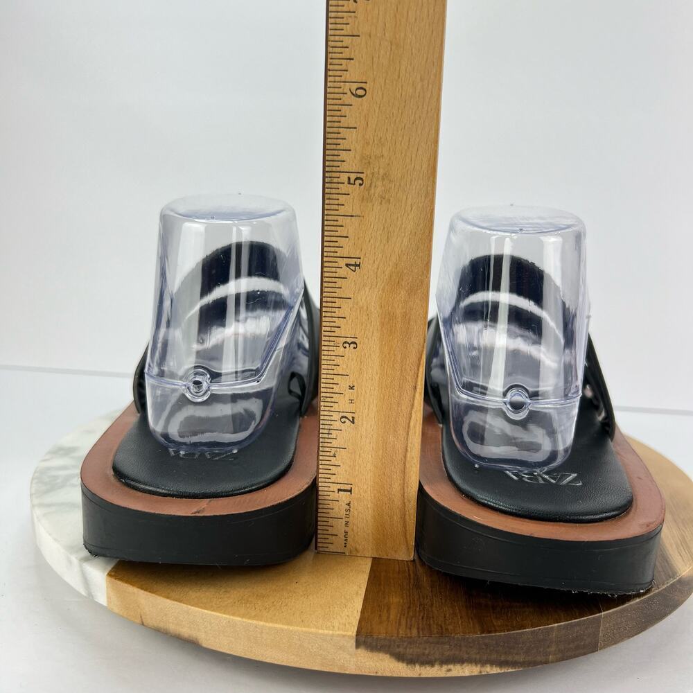 Zara Minimal Black Slip On Chunky Platform Slide Flat Sandals Size 8/39 - Picture 7 of 8